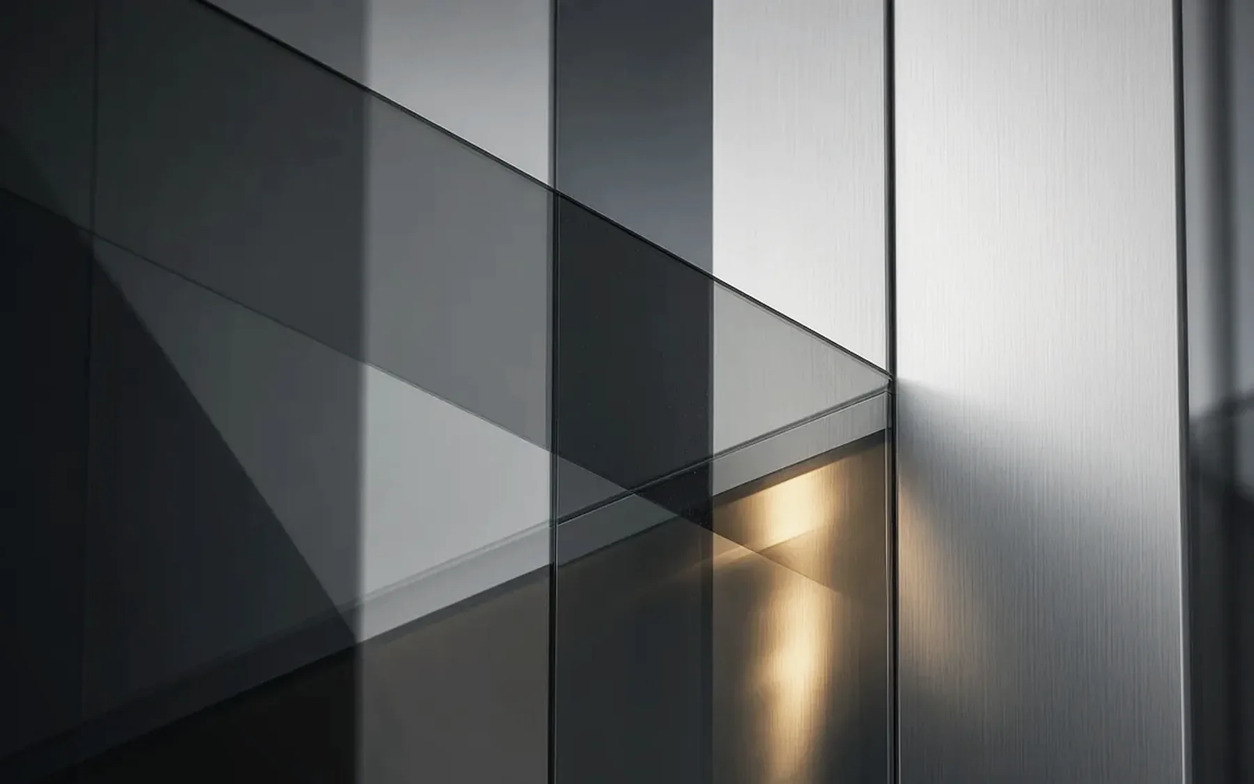 Paneles de vidrio y luz, composición geométrica